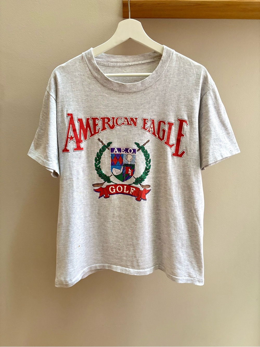 American Eagle Golf VTG 90s heather grey crest T-shirt L